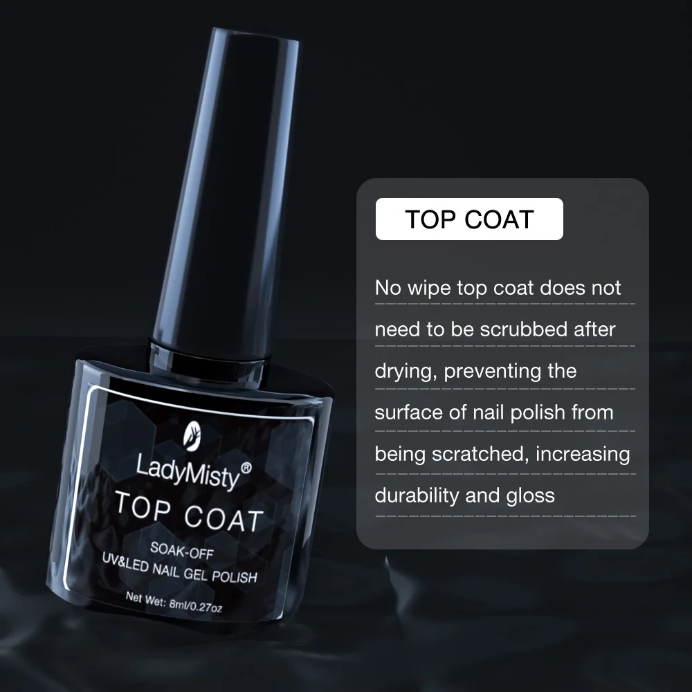LadyMisty нет протрите Гель лак для верхнего и базового покрытия 2 шт./лот