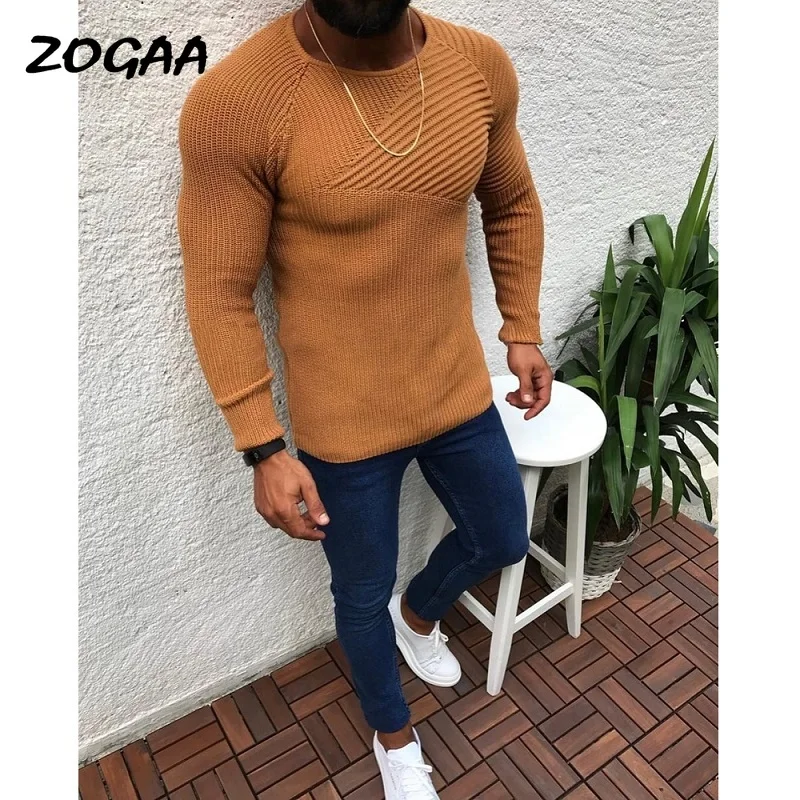 

ZOGAA Autumn Winter Sweater Men Long Sleeve O-Neck Solid Slim Fit Knitted Sweater Men New Casual Pullover Solid Cashmere Sweater