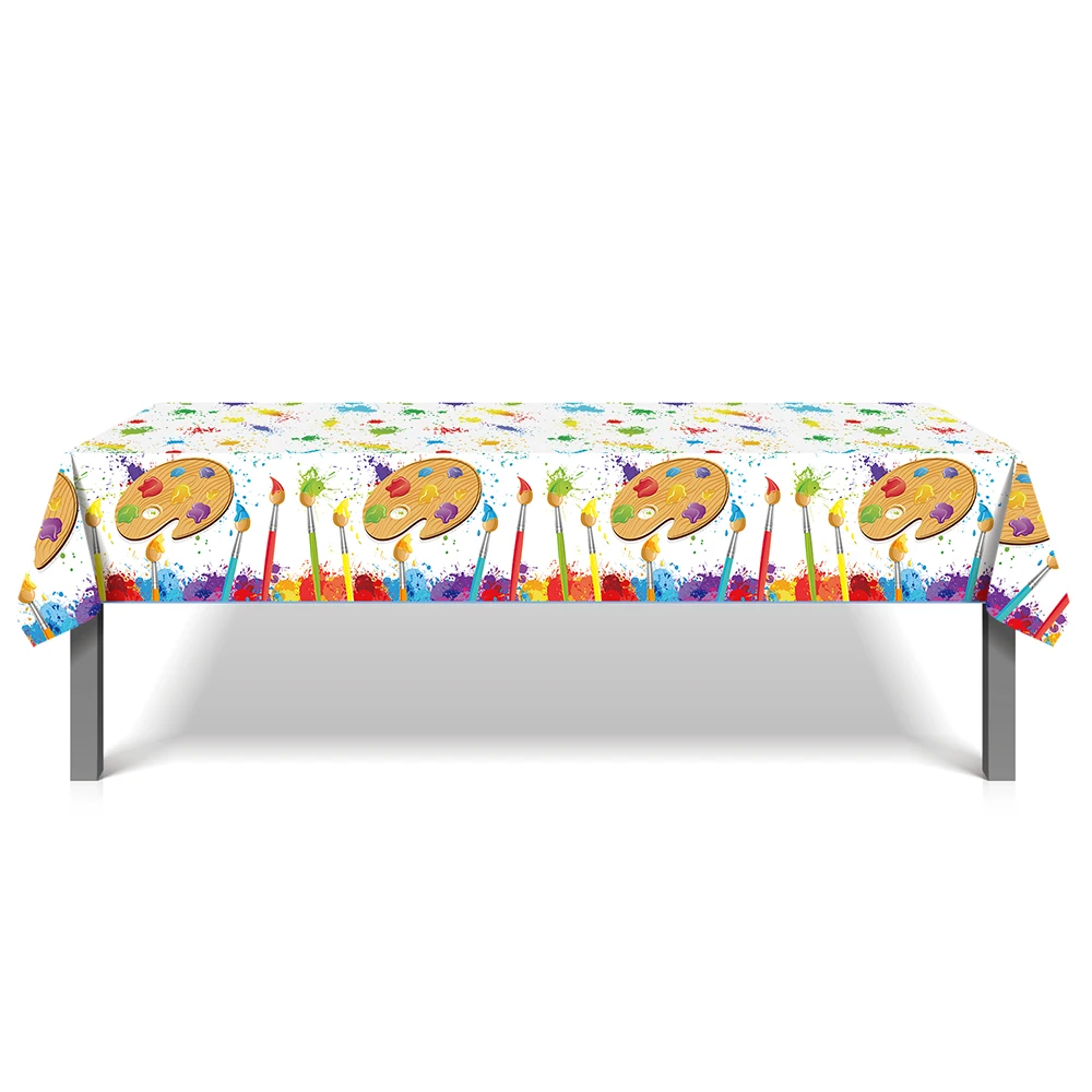 

130*220cm Kids Arts Painting Carnival Birthday Party Disposable Tablecloths Tablecovers Rainbow Baby Shower Party Decorations