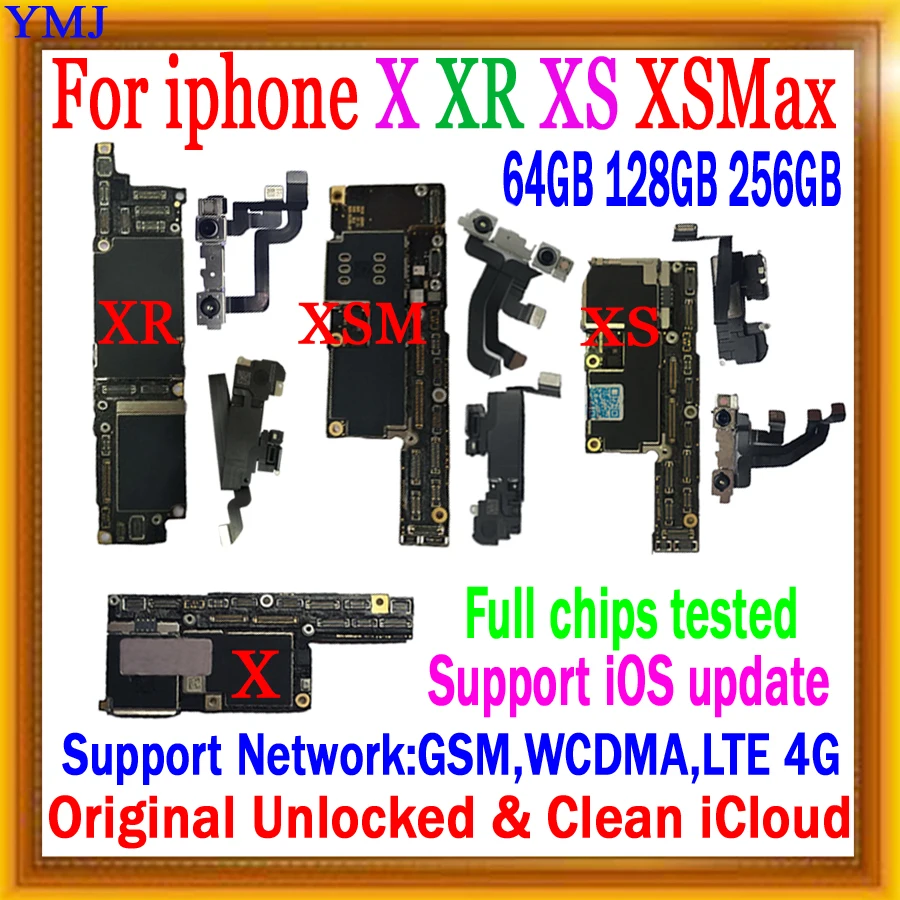 Заводская разблокированная материнская плата для iphone X XR XS Max с/без Face ID