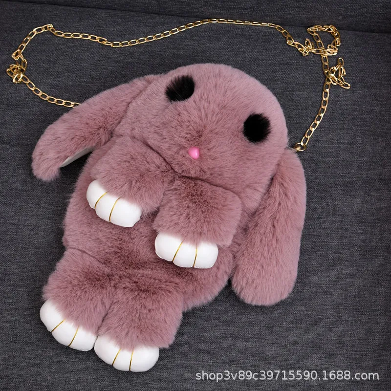 

Милая набивная сумка с кроликом, Женская плюшевая сумка на плечо, милая сумка с мультяшным набивным Кроликом, плюшевый рюкзак для хранения, ...