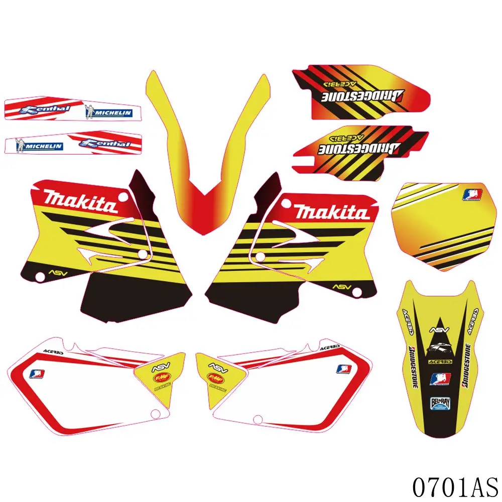 

Full Graphics Decals Stickers Motorcycle Background Custom Number Name For SUZUKI RM 125 250 RM125 RM250 2001-2012