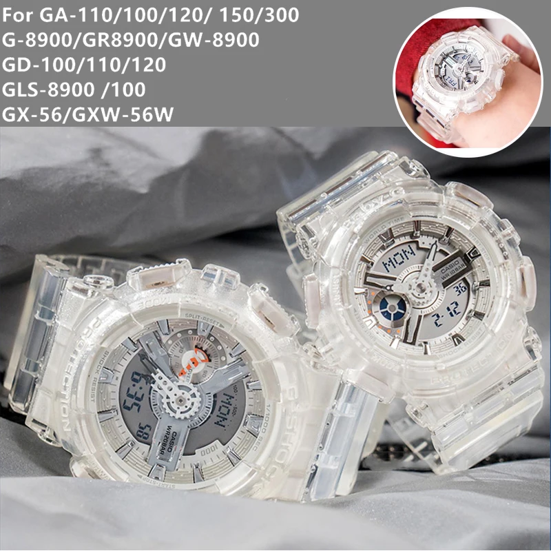 Ремешок для часов Casio G Shock ga 100 110 черный водонепроницаемый силиконовый ремешок