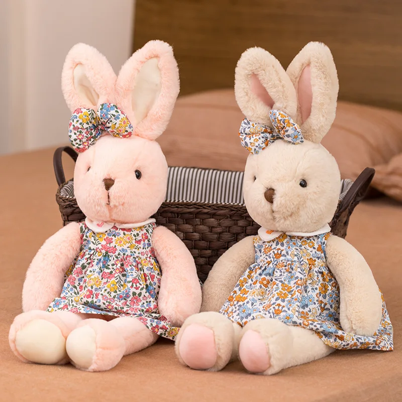 

1pc Cute and cute floral skirt rabbit doll flower skirt rabbit doll white rabbit rag doll girl soothing doll birthday gift