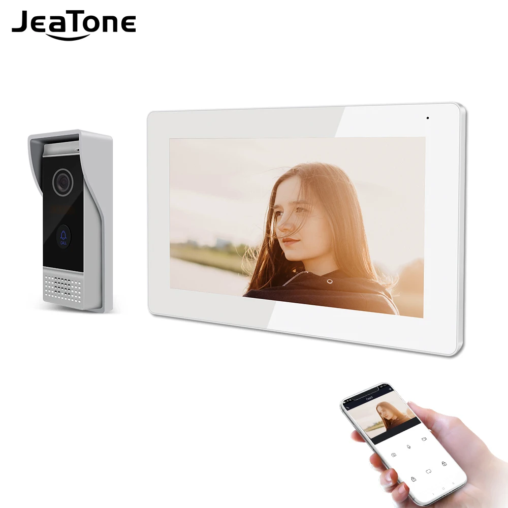 Jeatone Wireless WiFi Smart Video Intercom System FHD Full Touch Screen with 1x1080P Wired Door Samrt Phone Talking Unlock