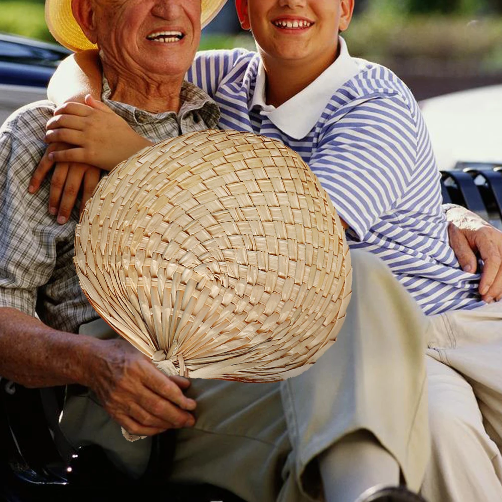 

Chinese Style Handmade Straw Fan Hand-woven Palm Leaf Hand Woven Fan Summer Cooling Mosquito Repellent Hand Fans Dropshipping