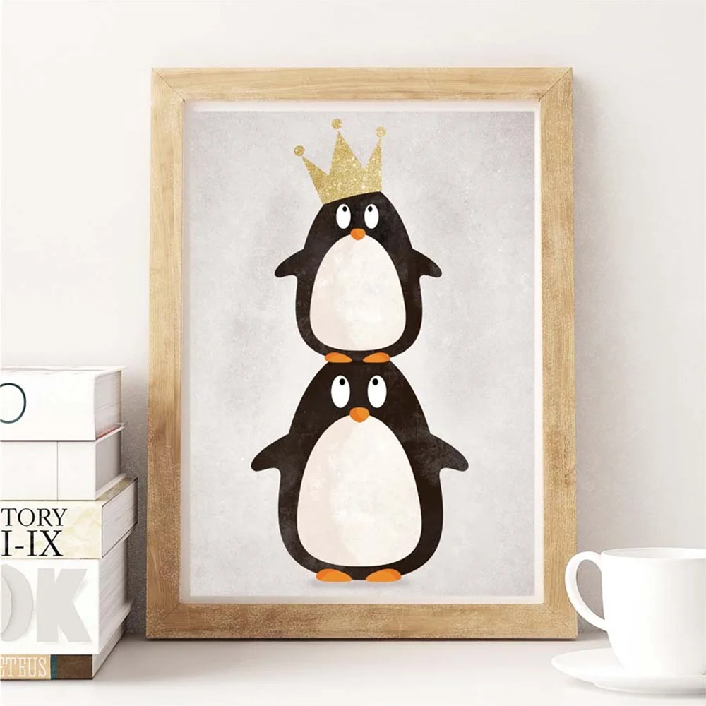 Мультяшное милое животное Безрамное живопись Скандинавское современное