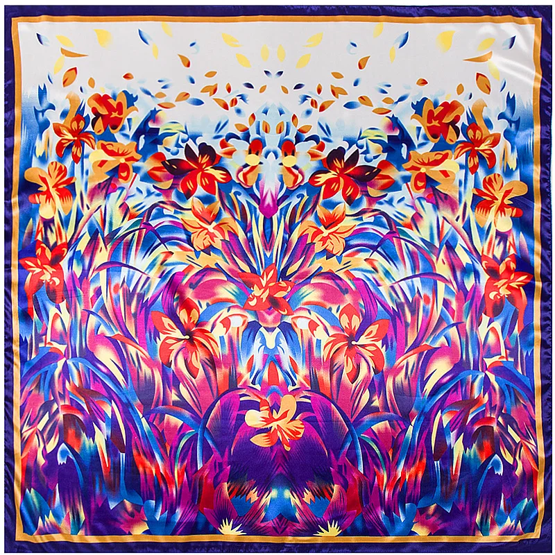 90 см большой платок Элитный бренд масло Краски квадратный шарф хиджаб платки Femme