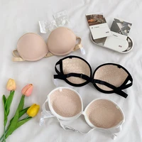 early autumn strapless bra seamless push up small sized bra thickened off shoulder love silicone non slip underwear girls