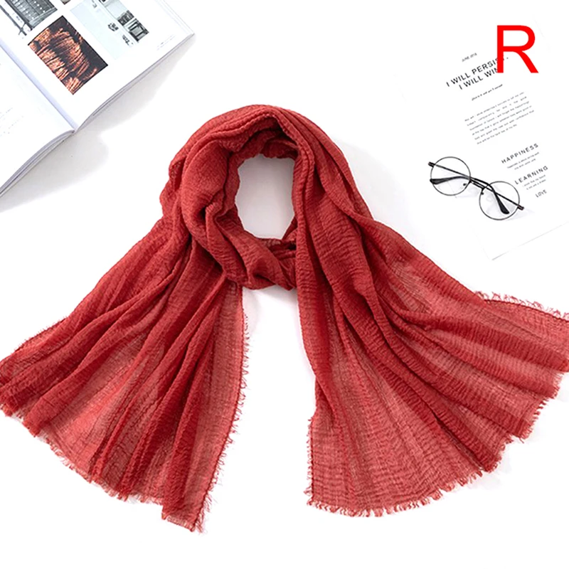 

1Pcs Women Scarf Soft Cotton Linen Shawls and Wraps Candy Color Warm Winter Scarf Muslim Head Scarves Hijab Scarf Fashion