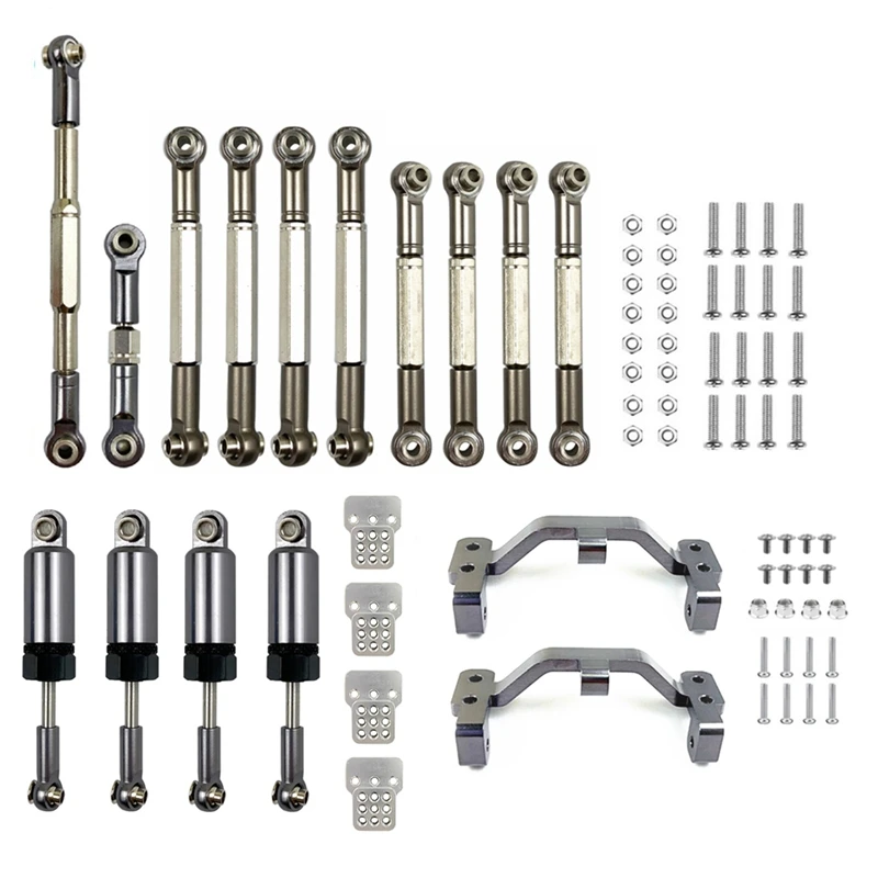 

Metal Steering Link Rod Pull Rod Mount Seat Shock Absorber Set for WPL C14 C24 C24-1 1/16 RC Car Upgrade Parts