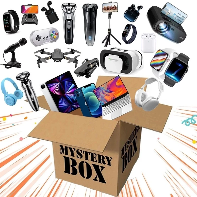 Cajas de sorpresa de la suerte, accesorio de regalo de alta calidad, Gamepad electr&oacute;nico, reloj Digital, c&aacute;mara, regalo de Navidad, env&iacute;o r&aacute;pido, 100%-1