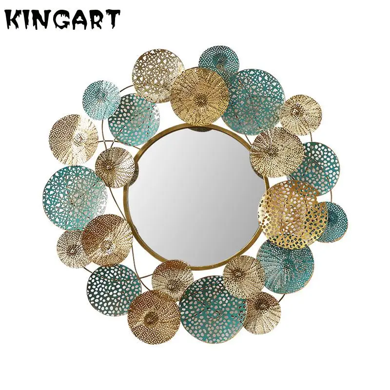 Большое настенное зеркало с рамкой металлическое круглое декоративное