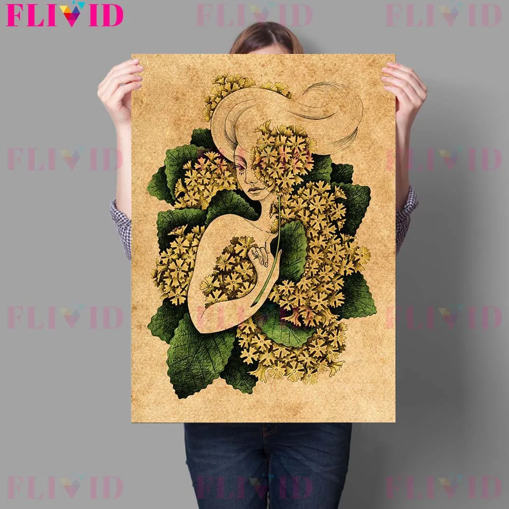 Весенняя девушка художественные принты растения Цветок и винтажная настенная