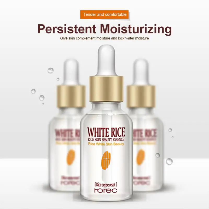 15ml White Rice Whitening Serum Face Moisturizing Cream Anti Wrinkle Anti Aging Face Fine Lines Acne Treatment Skin Care Essence