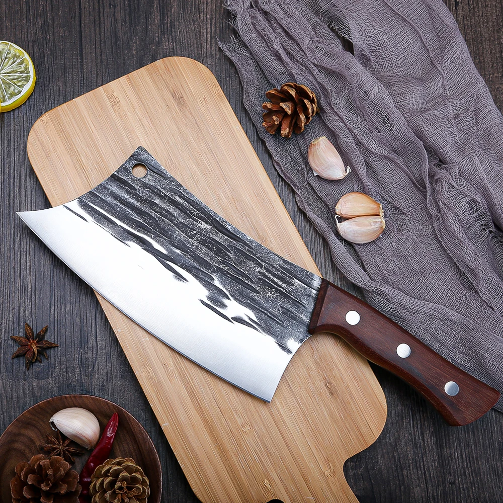 

Кухонный нож из нержавеющей стали, 8 дюймов, резак для овощей, острый нож шеф-повара для мяса, мясника с деревянной ручкой, инструменты для пр...