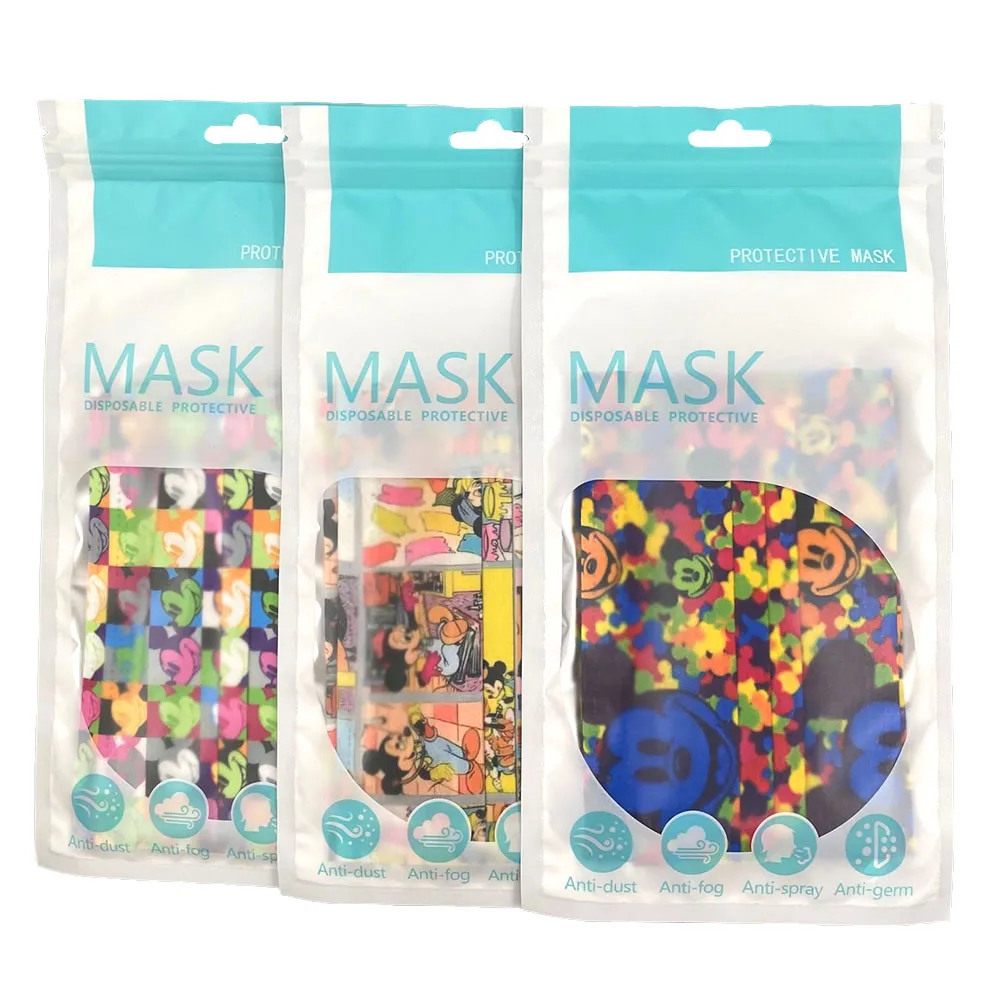 

50/100Pcs Disney Print Child Mask Fashion Adult Cartoon Mickey Mouse Anime Face Mask 3Layer Protective Breathable Anonymous Mask