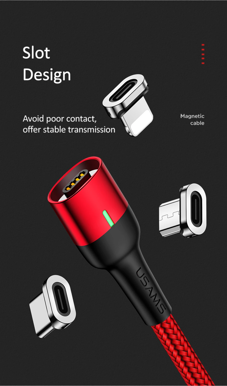 USAMS Магнитный кабель Micro usb type C 3A кабель для быстрой зарядки для iPhone магнитное зарядное устройство microusb Магнит USB C кабель для samsung