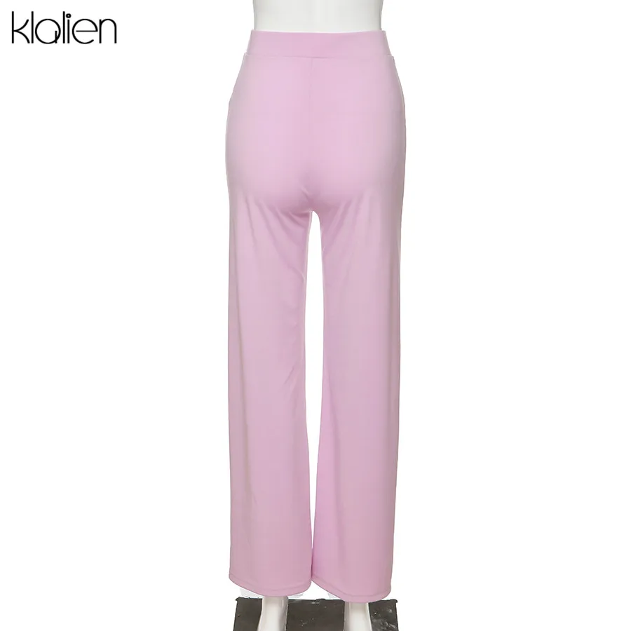 Брюки KLALIEN Женские повседневные с широкими штанинами Модные Элегантные Простые