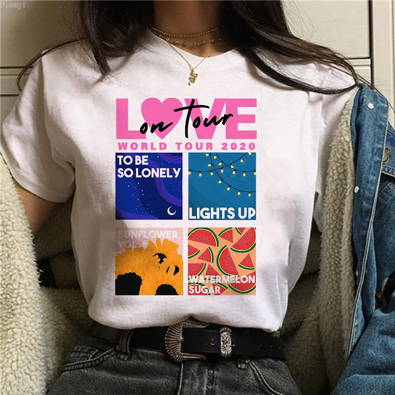 

Women's T-shirts Harry Styles graphic t shirt women Watermelon sugar Tops Harajuku TPWK butterfly Tees Korean Top Female