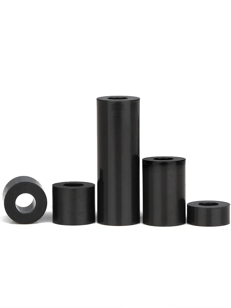 50 шт. M3 M4 M5 M6 Черный ABS Rround Проставка нейлоновая нерезьбовая круглый полый шайба