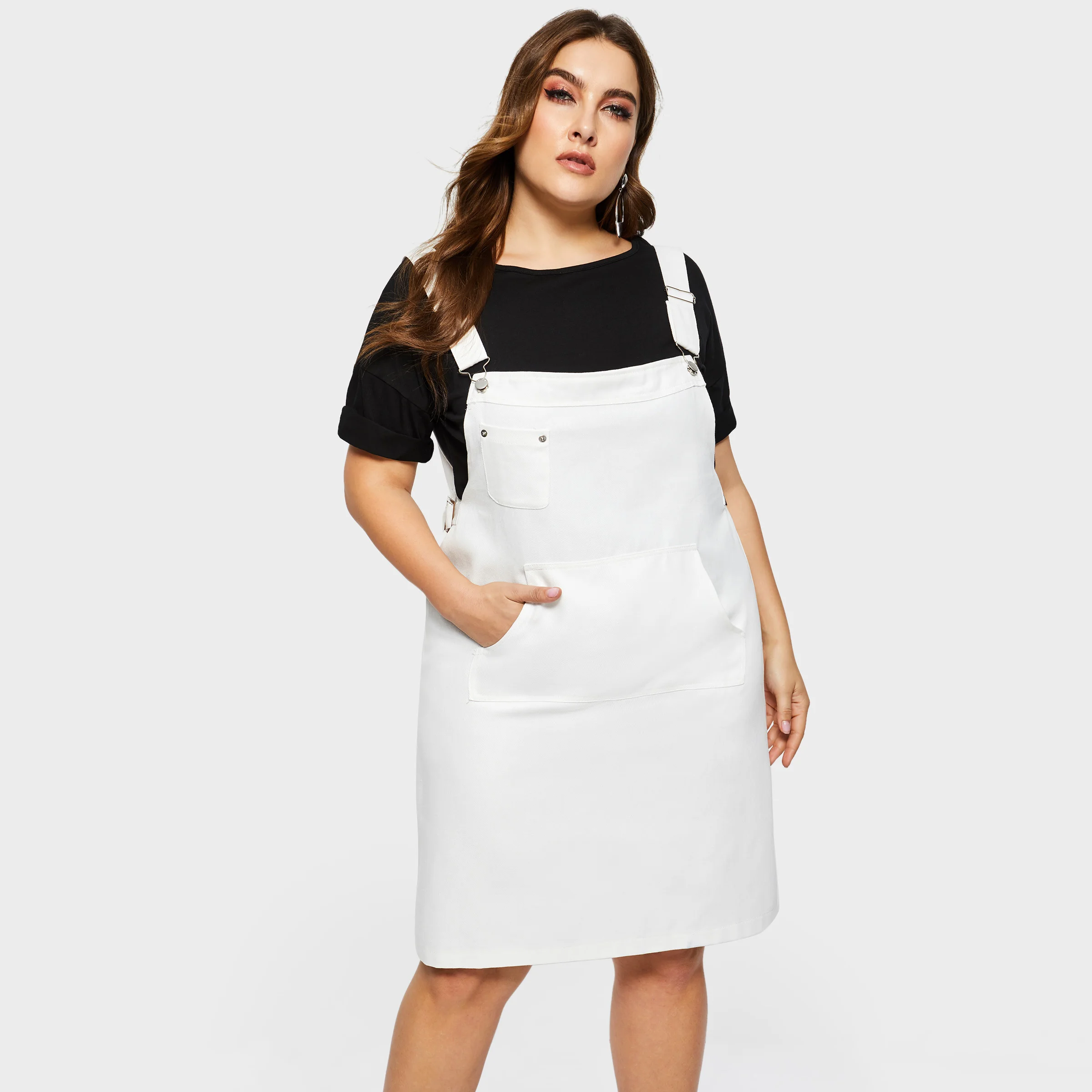 Женские джинсовые платья белые простые повседневные уличные размера плюс