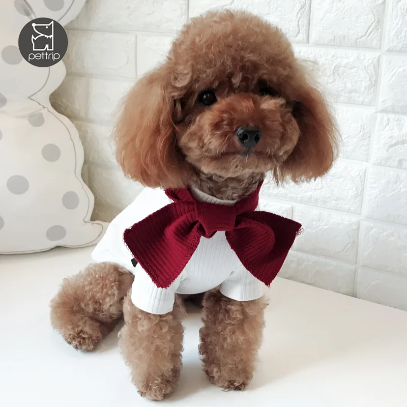 Одежда для маленьких собак с большим бантом модная одежда весны и осени белые