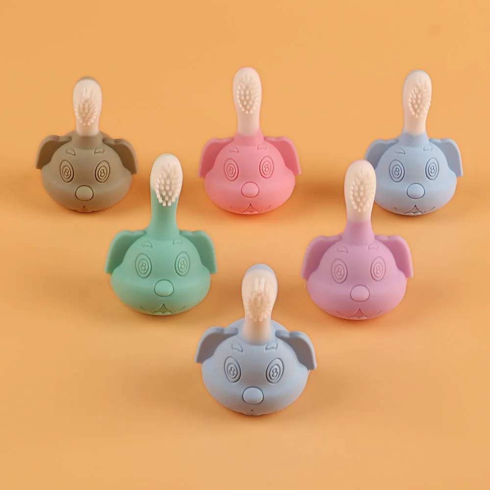 Juguetes mordedores para beb&eacute;, cepillo de dientes de silicona para perros, sin BPA, para el cuidado Dental, regalo de lactancia, 1 unidad-0