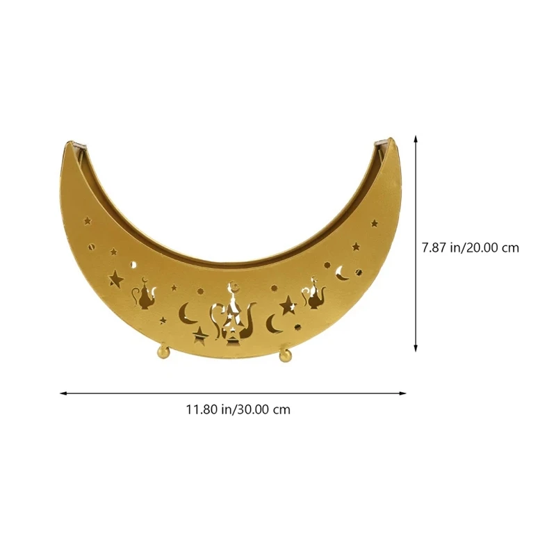 

1Pc Muslim Eid Festival Food Tray Creative Moon Plate Iron Serving Dish Moon Star Plate Eid Festival Decoration
