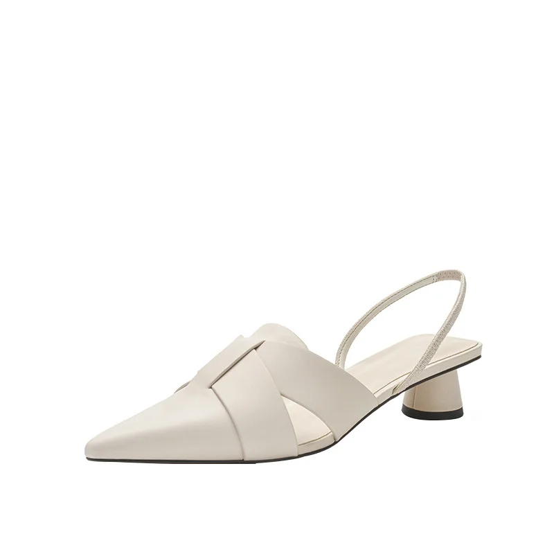 

Women's Shoes 2021 Spring Simple New Fashion Versatile Fairy Style Thick Heel Corss Pointed Female Mid Round Heel Sandals