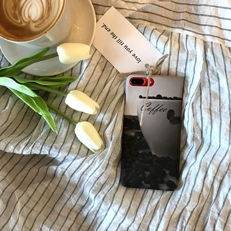 

Vintage Artistic Coffee Mobile Phone Shell Drop-Resistant Phone Protective Case Case for iPhone 8 Case