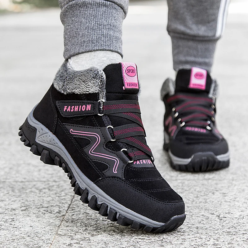 Новые мужские ботинки зимние плюшевые водонепроницаемые женские теплые