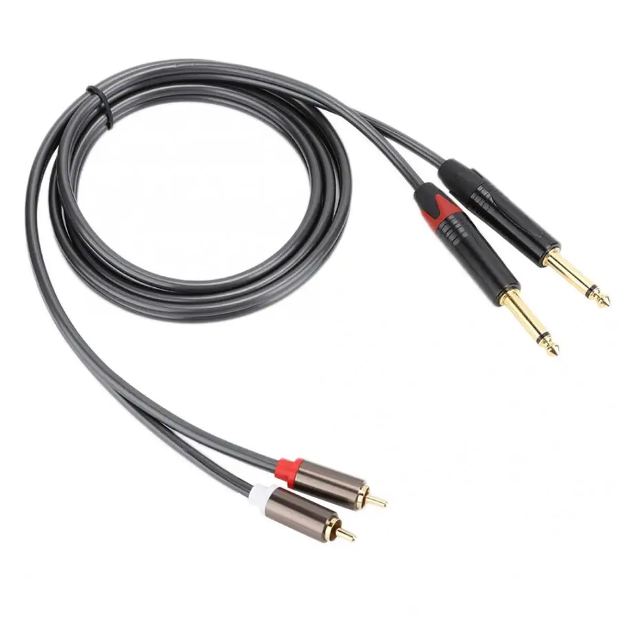 1 5 м двойной моно аудиокабель RCA к двойному 6 35 позолоченный штекер алюминиевый
