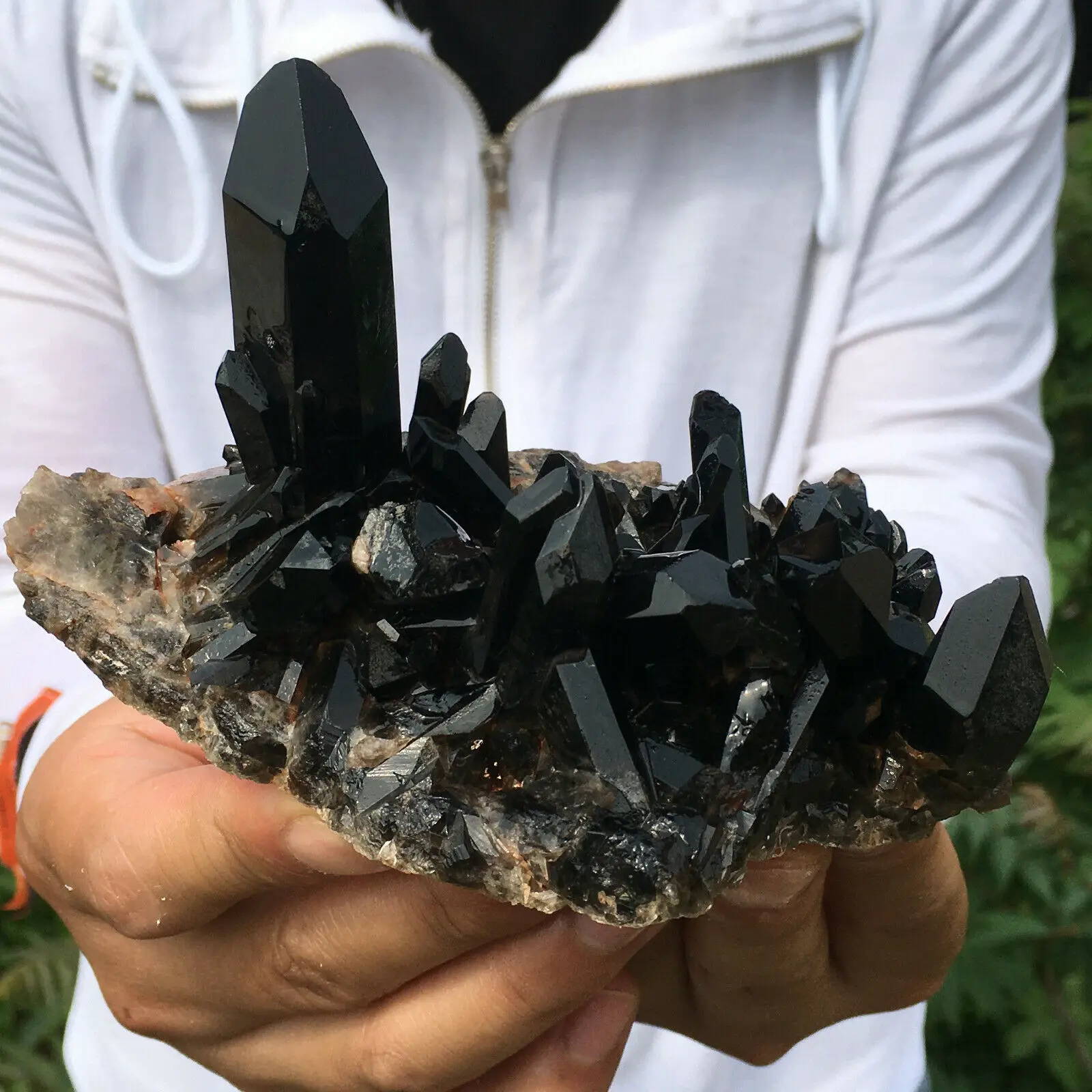 

Natural Beautiful Black Quartz Crystal Cluster Mineral Specimen