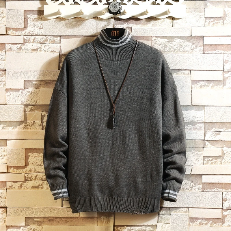 

Mens Oversized Sweaters Solid Fashion Autumn Knitted Sweater for Man Full Sleeve Knit Pullove Men Itself Clothing 2021 Acrylic