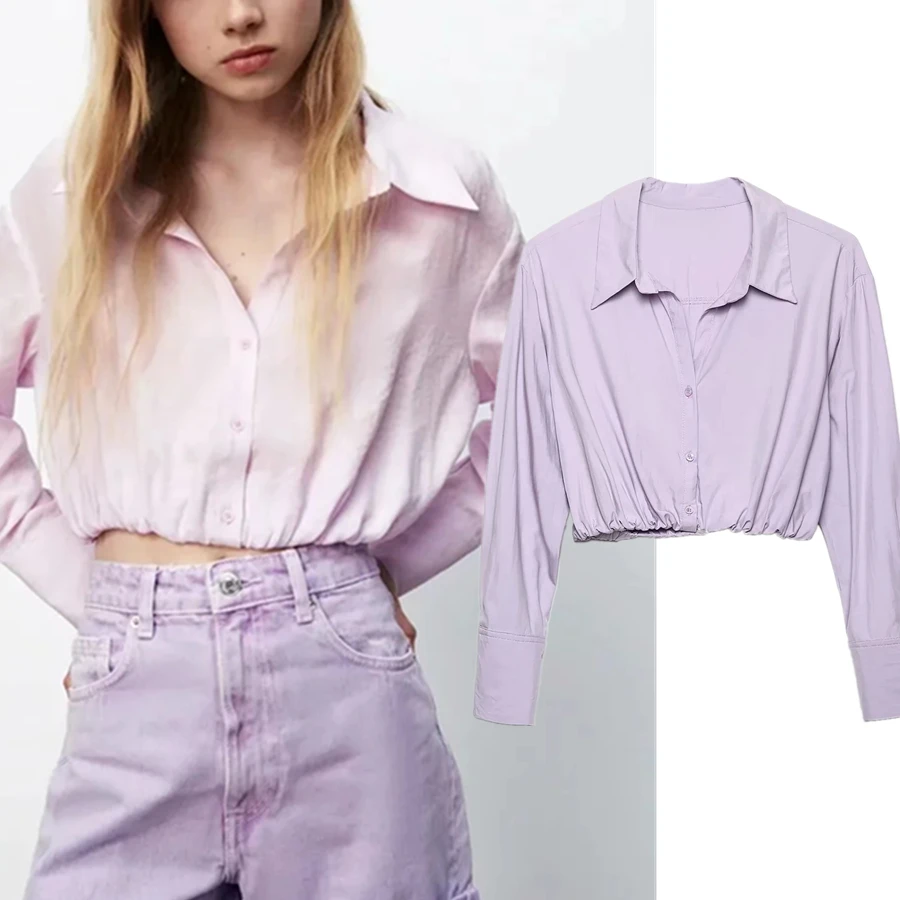 

Elmsk Blusas Mujer De Moda 2021 Solid Blouse Women England High Street Fashion Sexy Short Pleated Shirt Women Blouse And Tops