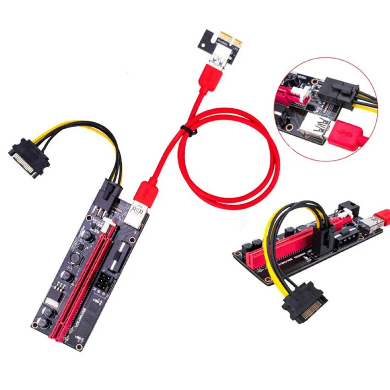 

Райзер VER009S PCI-E, Райзер, карта 009S PCI Express PCIE 1X до 16X, расширитель 1 м, 0,6 м, USB 3,0, кабель SATA на 6 контактов питания для видеокарты, 50 шт.