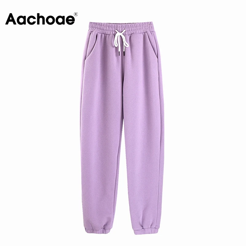 Женские однотонные повседневные хлопковые спортивные брюки Aachoae длинные с