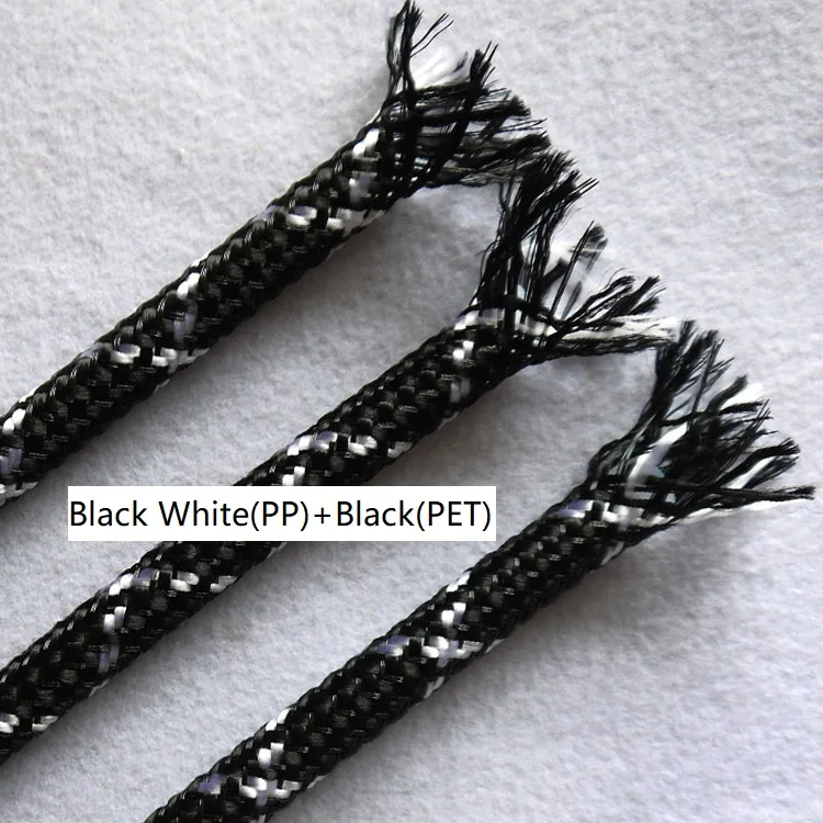 Черная белая черная 4 8 12 мм ПП контур + ПЭТ пряжа Смешанная плетеная расширяемая
