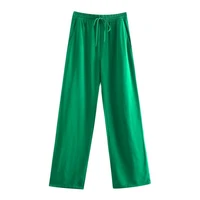fashion women green casual long pants trousers vintage style high street lady pants pantalon 5z68