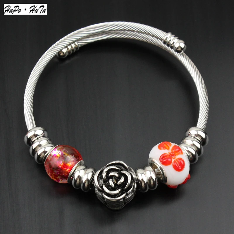 Браслет из нержавеющей стали для самостоятельной сборки стеклянный розовый