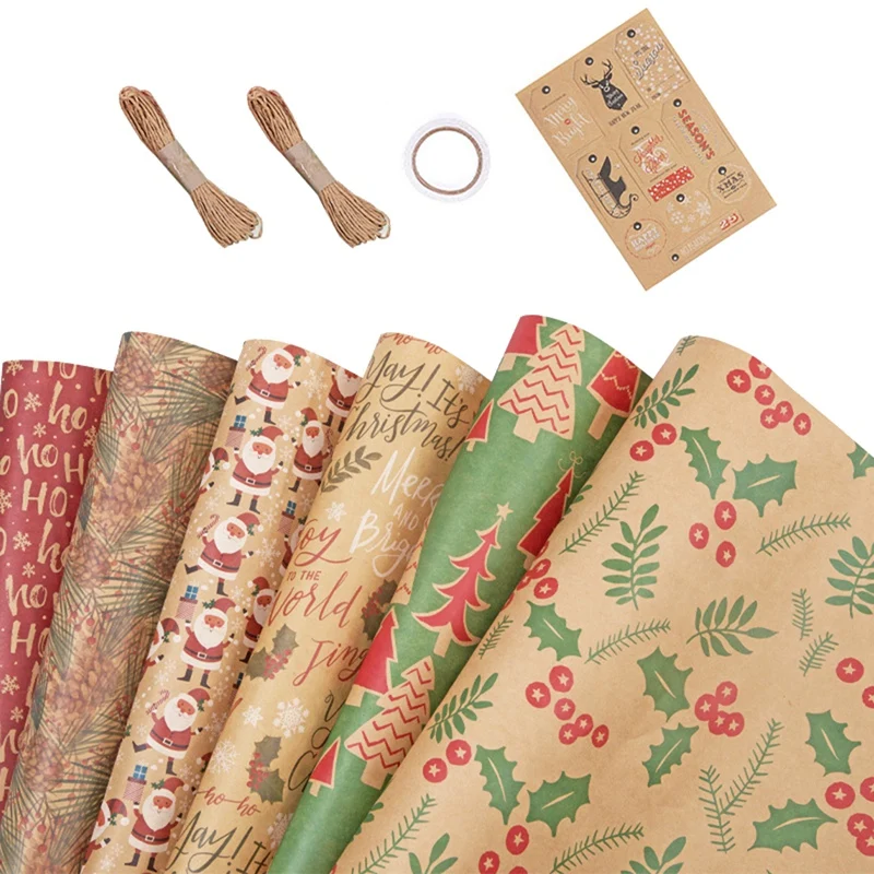 

Wrapping Paper Sheets,For Christmas Birthday Party Wrapping Paper Set Of 6 Gift Wrap Papers,Present Gift Wrapping Paper