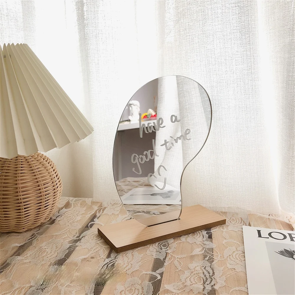 Makeup Mirror Table KOREAN Style Desktop Wood Base Beauty Decorative | Mirrors