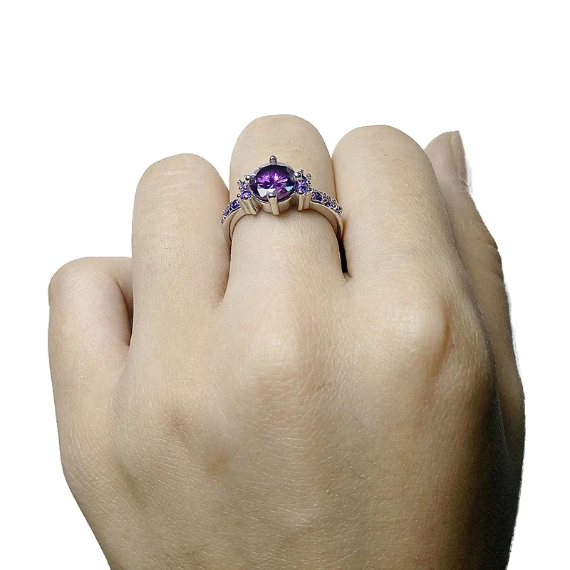 Фиолетовый циркон изысканные Обручальные И Свадебные Кольца для женщин