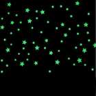 Наклейка на стену 100 ПК для детской спальни, замечательные флуоресцентные светится в темноте звезды Diy настенные Стикеры для домашнего декора аксессуары