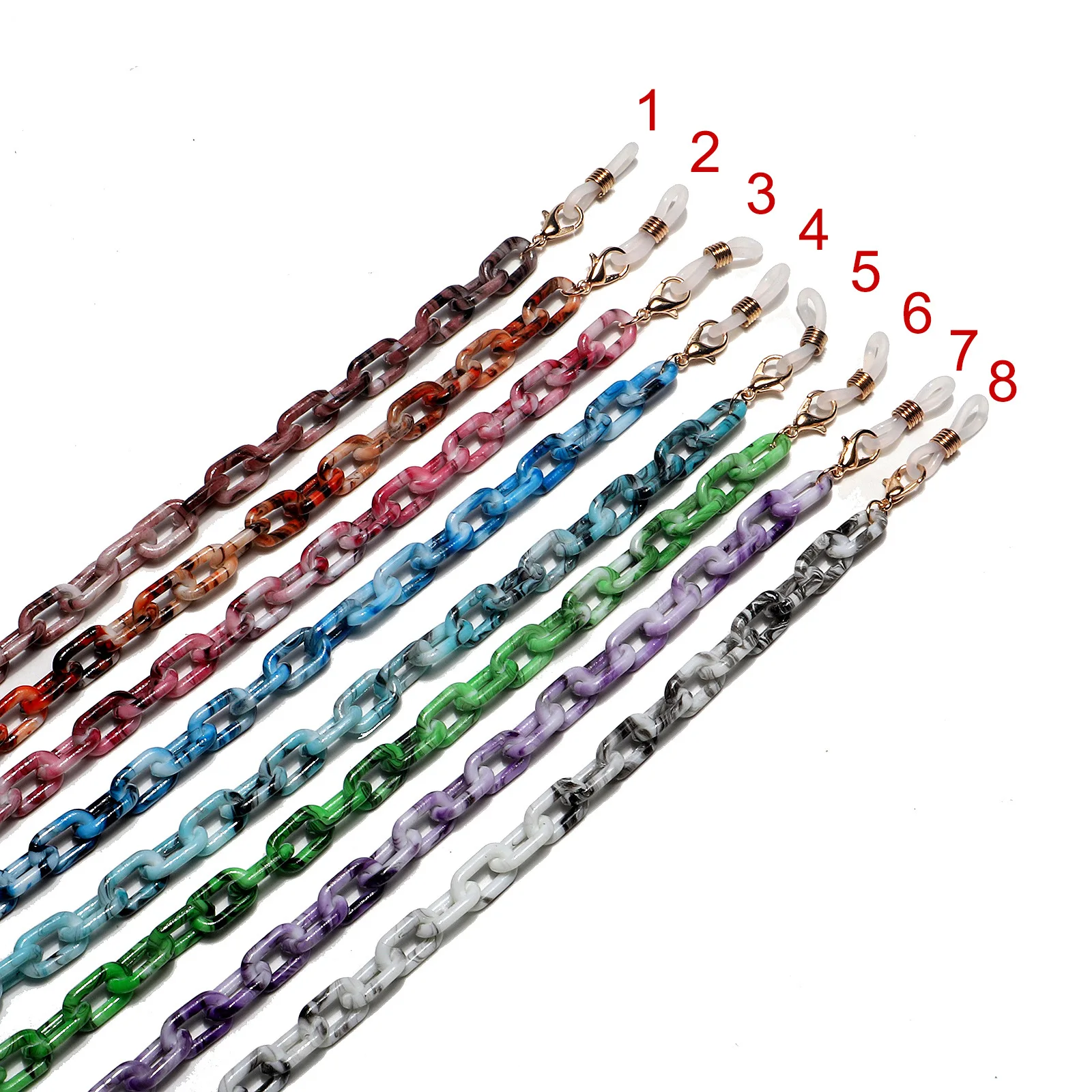 

8 Color Acrylic Glasses Chain Sunglasses Neck Cord Strap Eyeglass Glasses String Rope Lanyard Holder