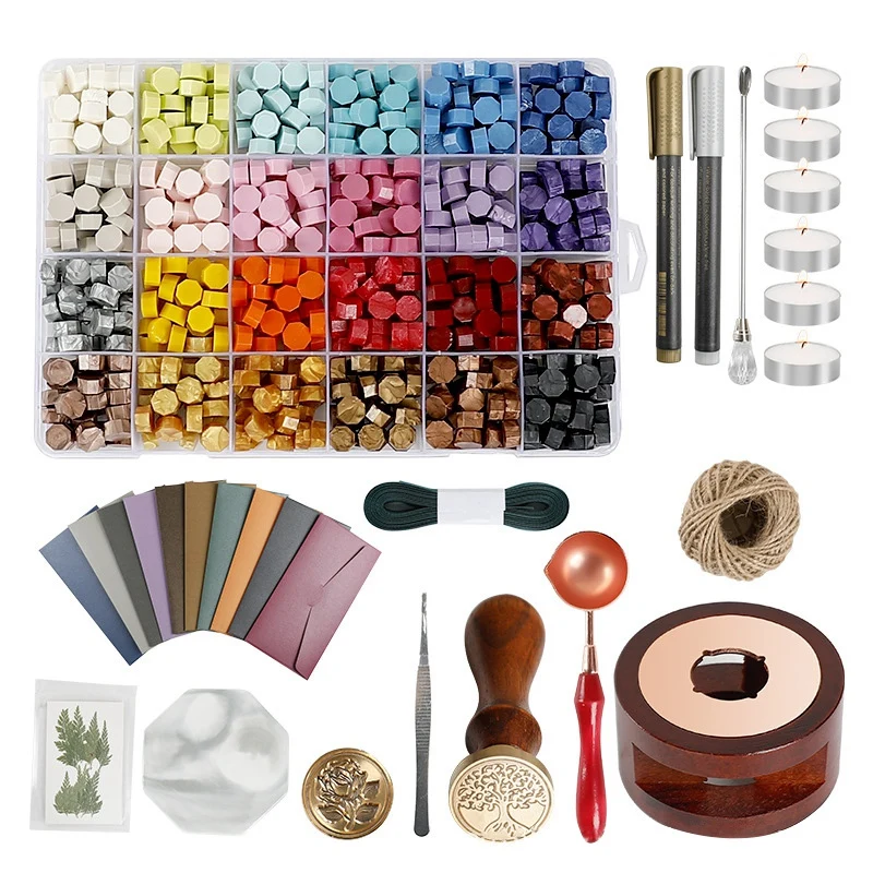 

Wax Seal Kit, Including Octagon Wax Seal Beads, Sealing Wax Candles, Wax Seal Warmer, Wax Melting Spoon,Envelopes, Ect.