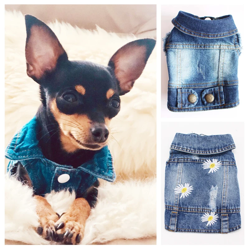 

New Designer Small Dog Tshirt Jeans Coat Blank Classic Denim Jacket for Shih Tzu Cowboy Vest for Chihuahua Apparel Drop Shipping