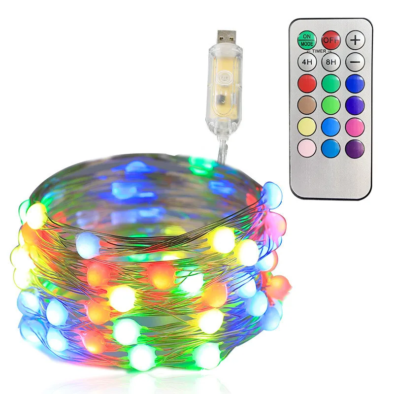 

5V USB Fog Shaped Lamp Bead LED Pixel String WS2812B RGB Dream Color Individually Addressable LED Fairy String Light 10M 100leds