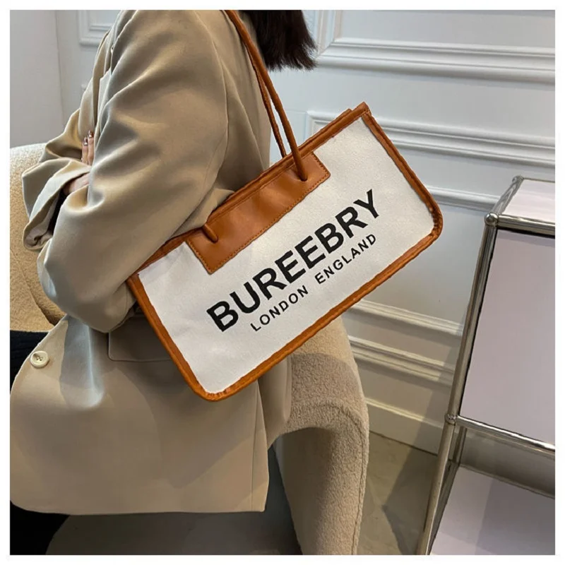 

Korean Large Canvas Tote Bags For Women With Zipper Women'S Shoulder Strap Handbag Luxury Designer Baguette Bag 2021 Trend